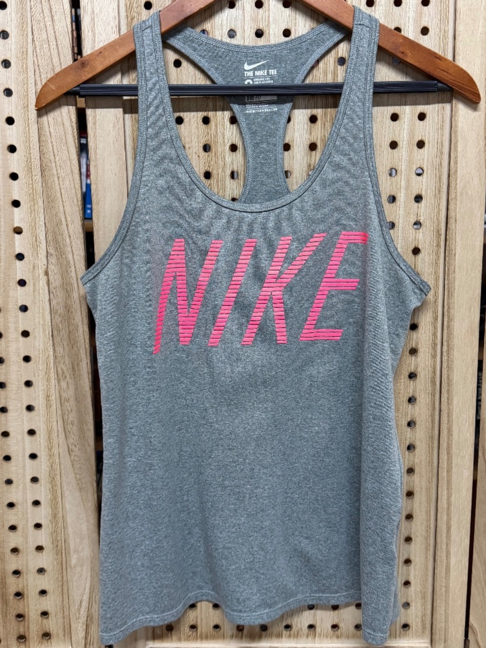 Nike Gray Racerback Graphic Tank Top Pink Logo